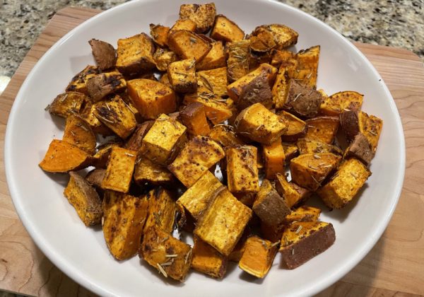 Easiest Garlic Rosemary Sweet Potatoes