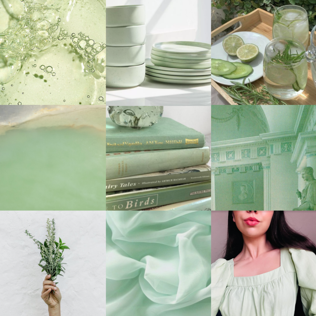 pastel green aesthetic photo collage