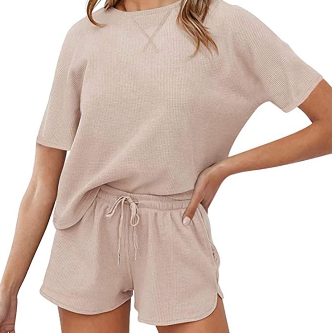 Short Sleeve Lounge Set
 Women’s Waffle Knit Short Sleeve Lounge Set